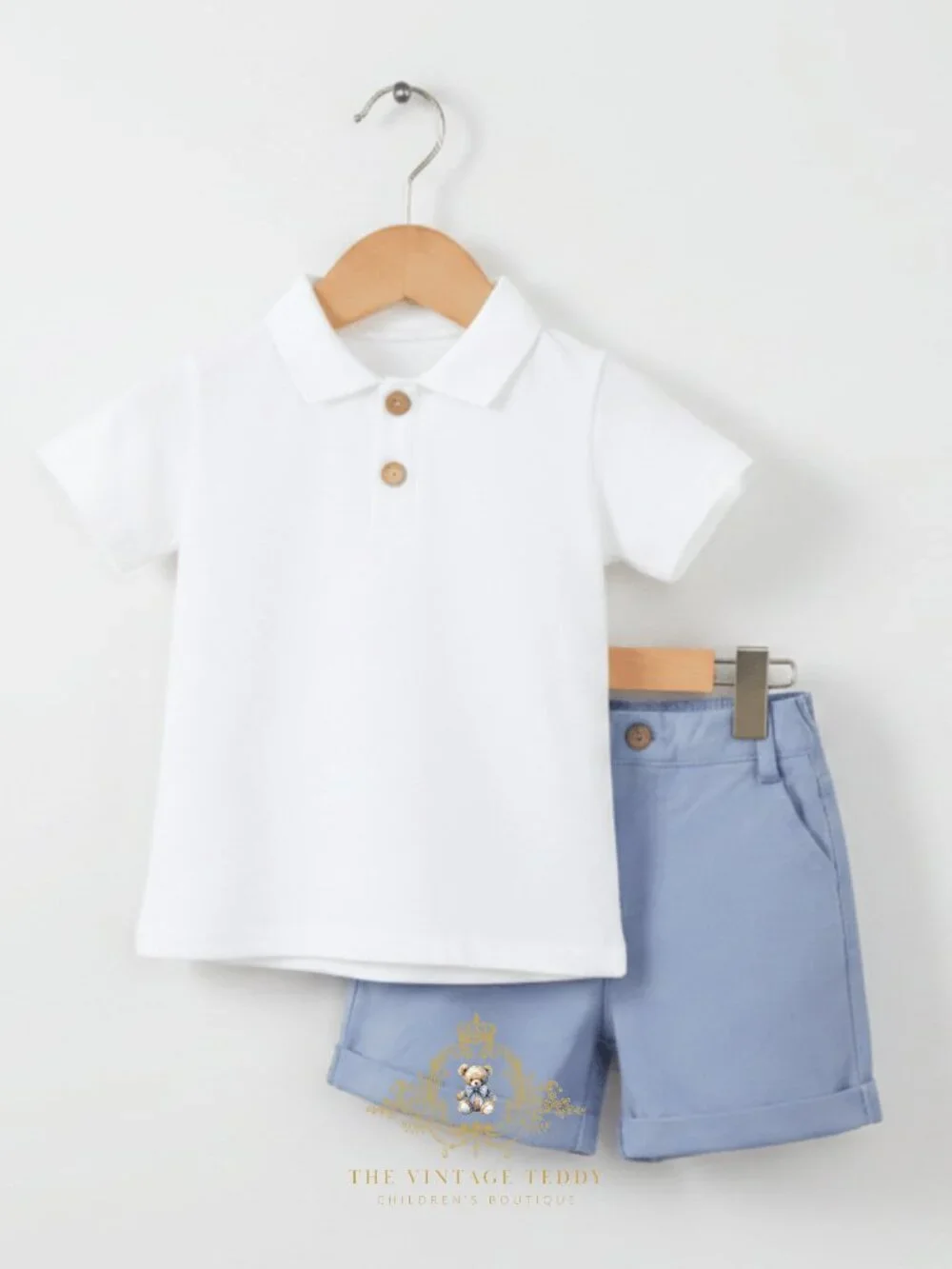 NWT Handsome Boys Polo Button Down Shirt & Shorts 2-Piece Kids Matching Set 5T